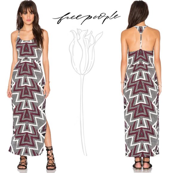 Free People Dresses & Skirts - Free People Serves You Right Print Maxi Dress Black Combo NWOT